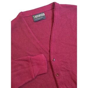 Vintage Pine State Burgundy Cardigan Sweater Mens S Grandpa Mr Rogers